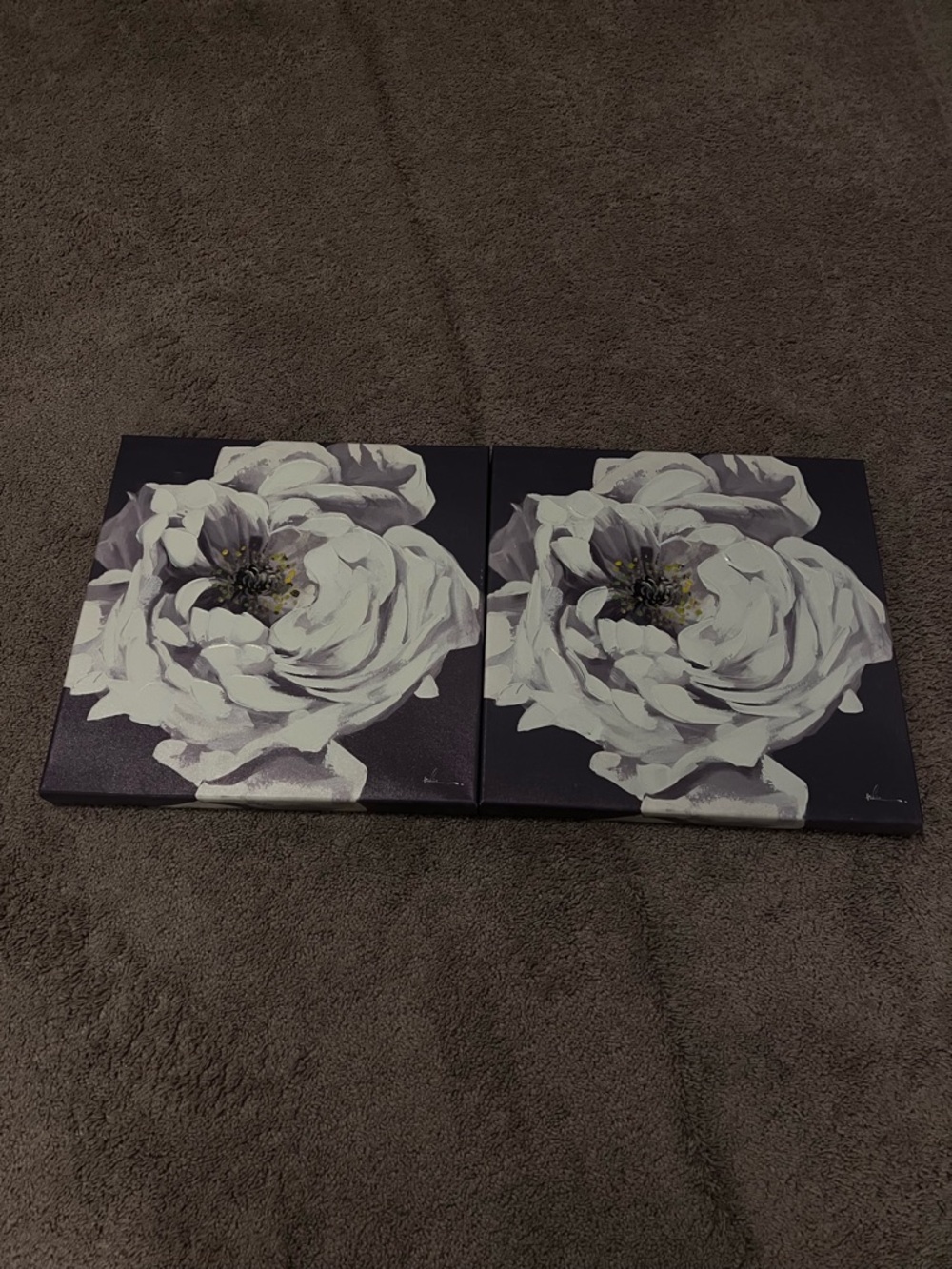 Pair of White Floral Canvas Wall Art - Home Accents